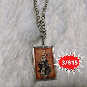 Handmade Necklace White Rabbit Alice in Wonderland